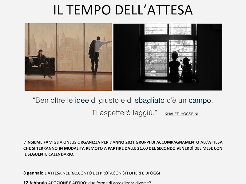 Il tempo dell'attesa. Incontri online di preparazione all'adozione e/o affido